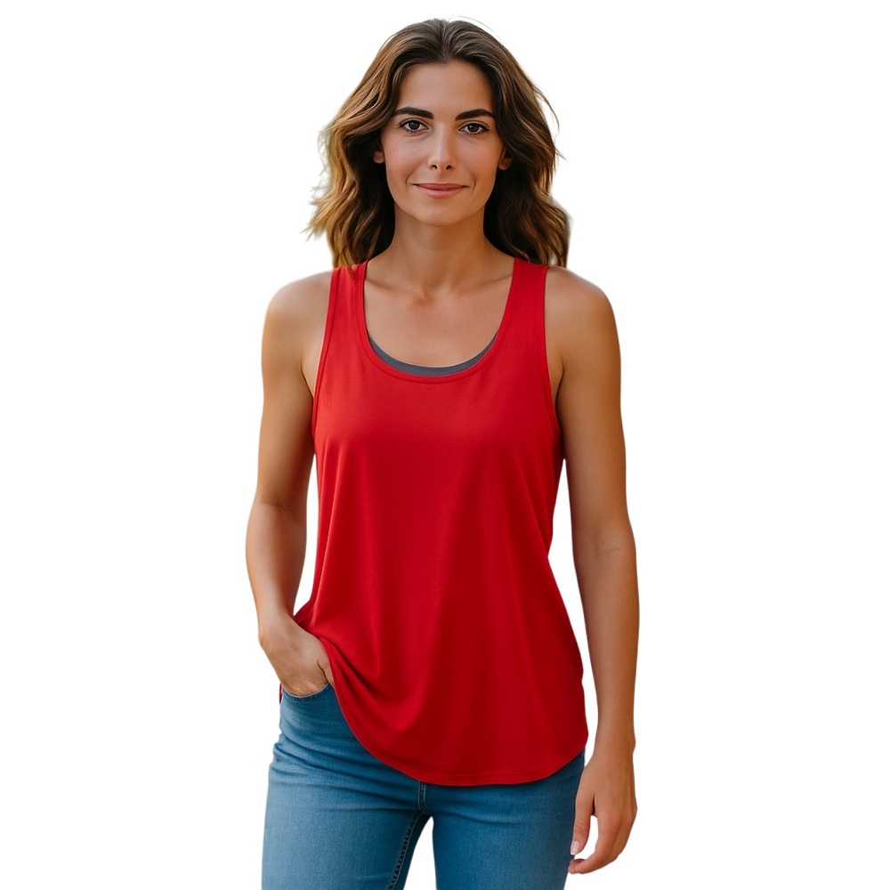 Vibrant Red and Gray Tank Top Relaxed Fit